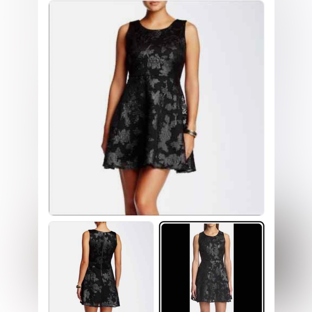 Romeo & Juliet Couture Black Floral Lace Mini Dress